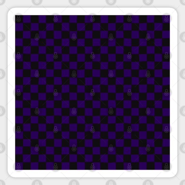 Wonky Checkerboard, Black and Purple Magnet by Niemand